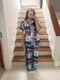 Mickey collage half sleeves buttoned set