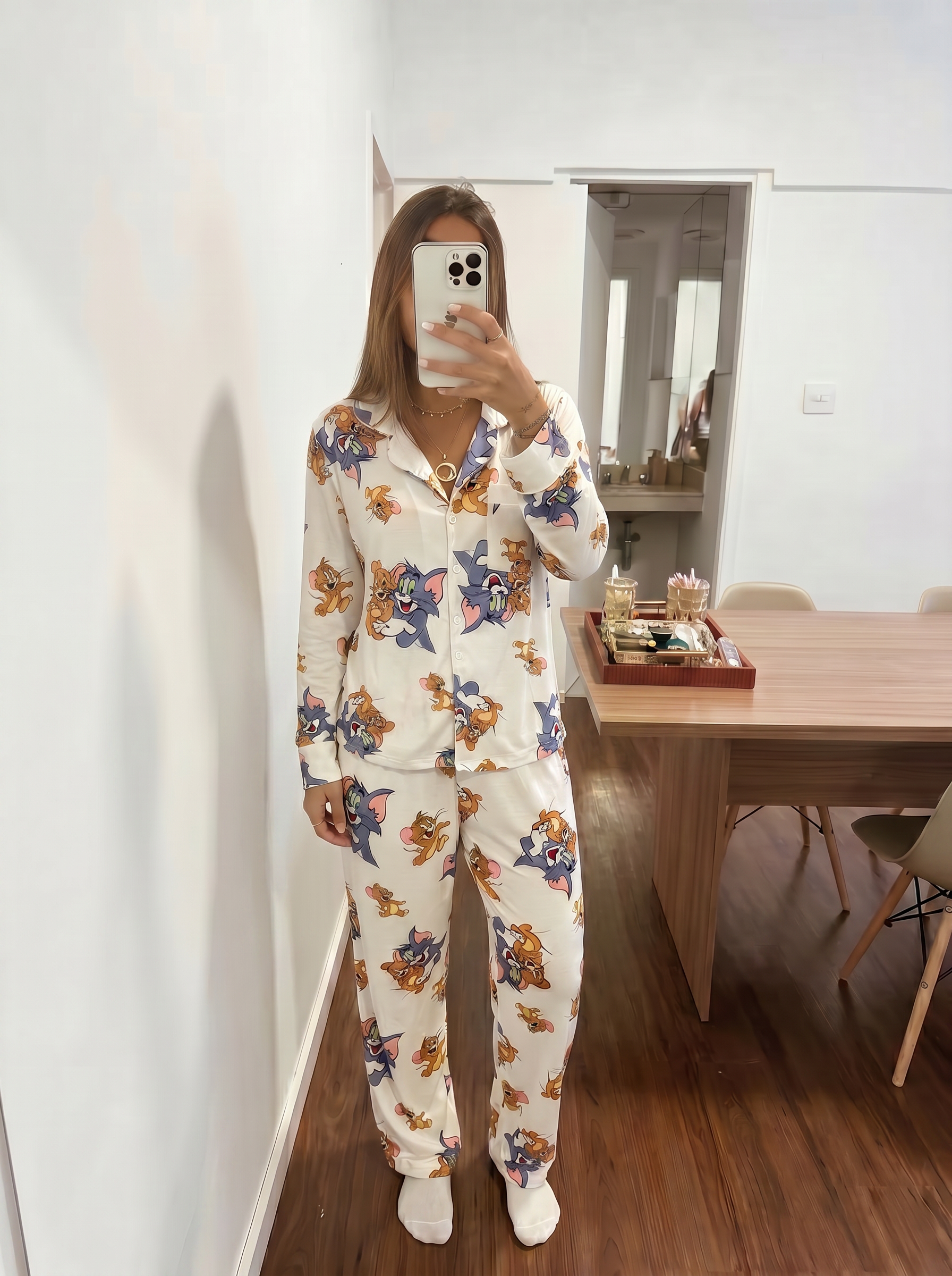 White tom and jerry full sleeves set