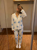 Blue branch buttoned set