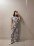 Sky half sleeves buttoned set