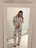 White blue buttoned set