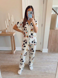 White disney half sleeves buttoned set