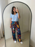 Baby blue viscose top with captain america Pants
