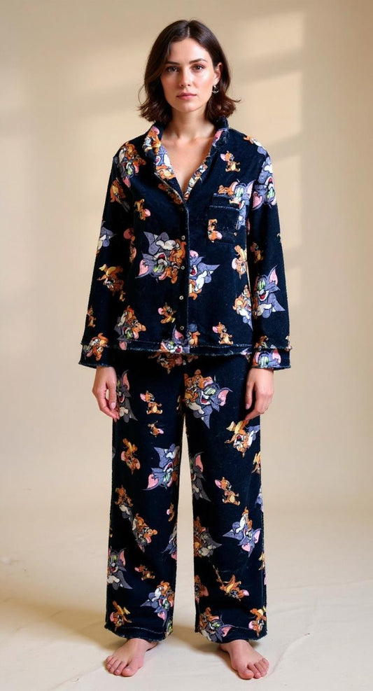 Fur Black tom and jerry with buttons