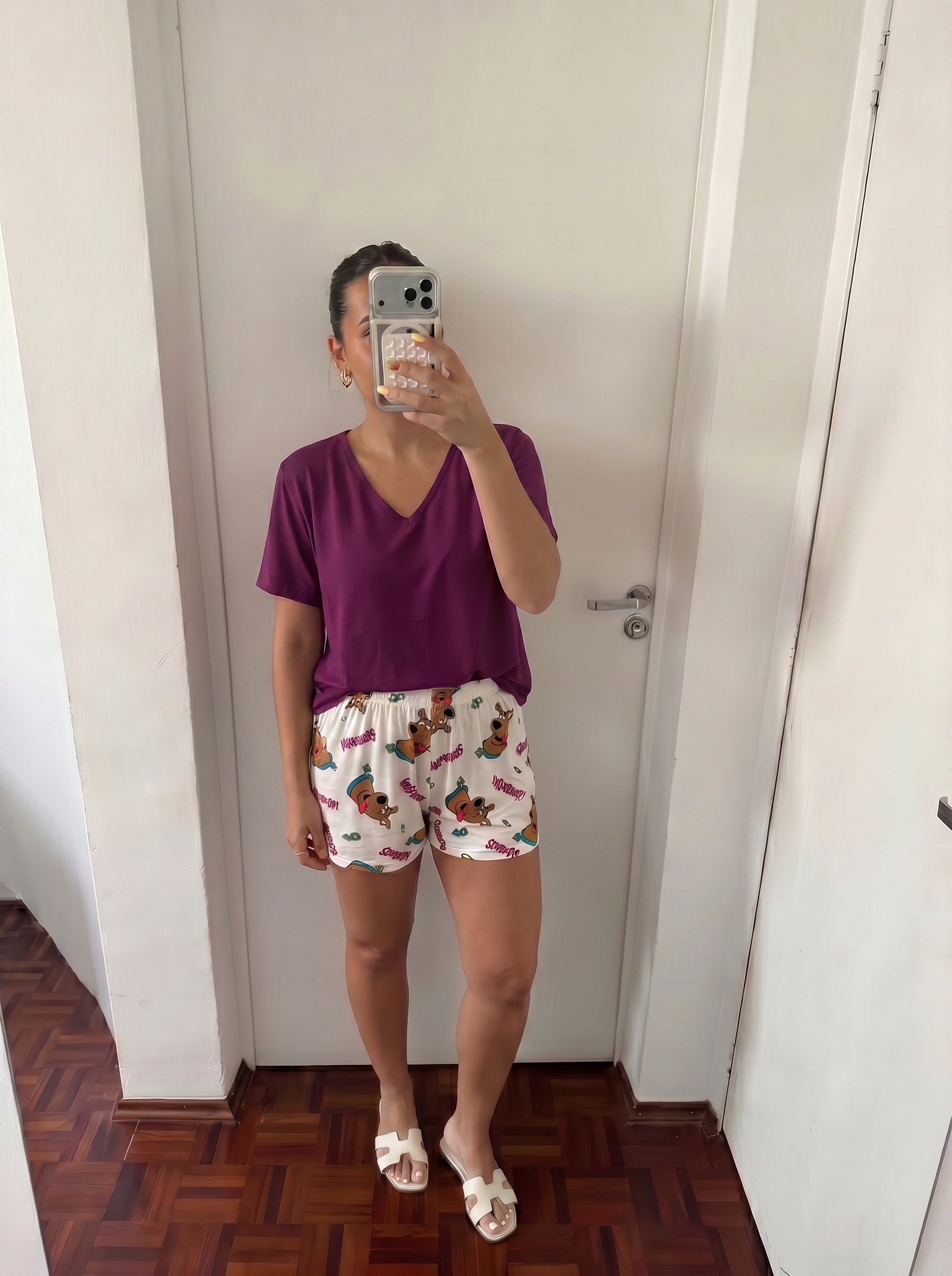 Scooby doo short with purple viscose tshirt