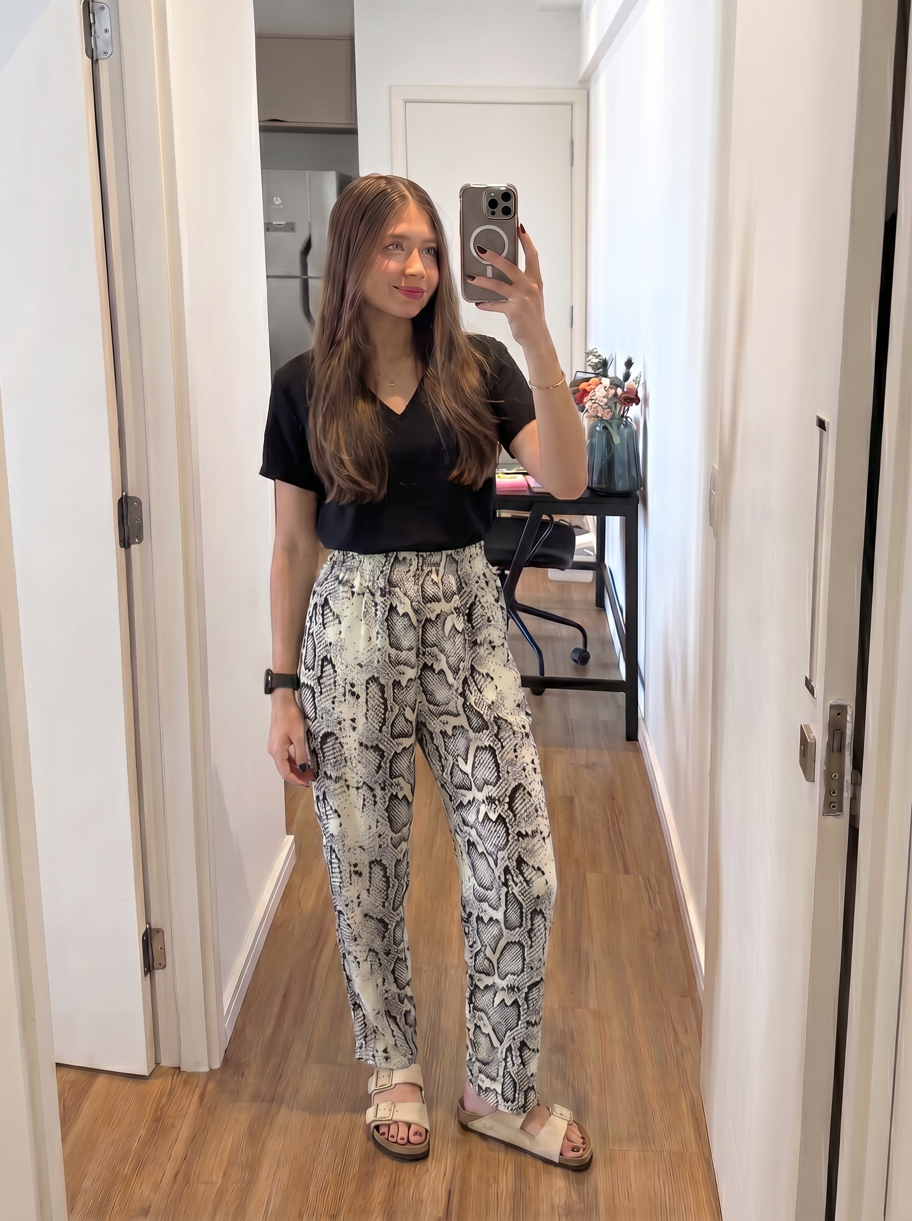 Snake pants with black Tshirt viscose