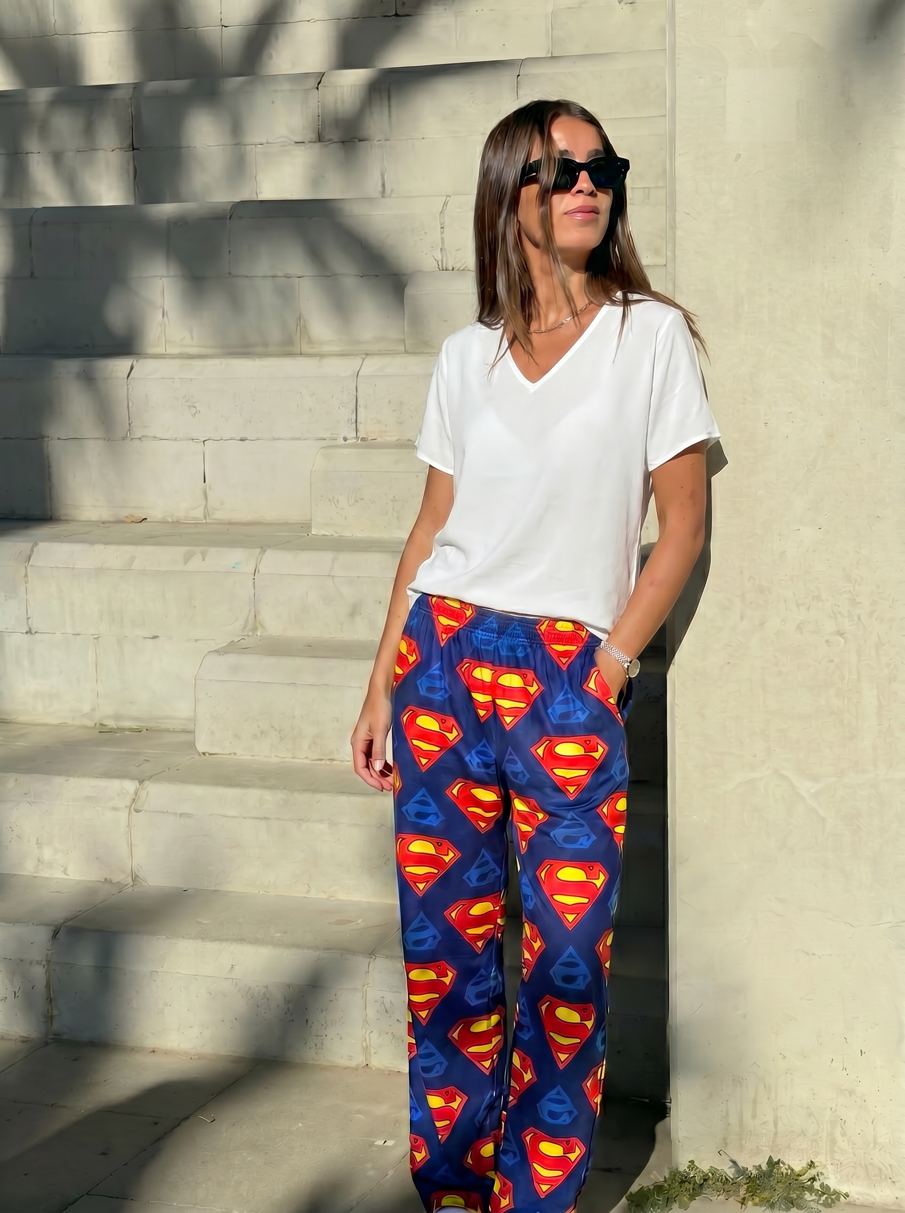 Superman pants with white viscose Tshirt