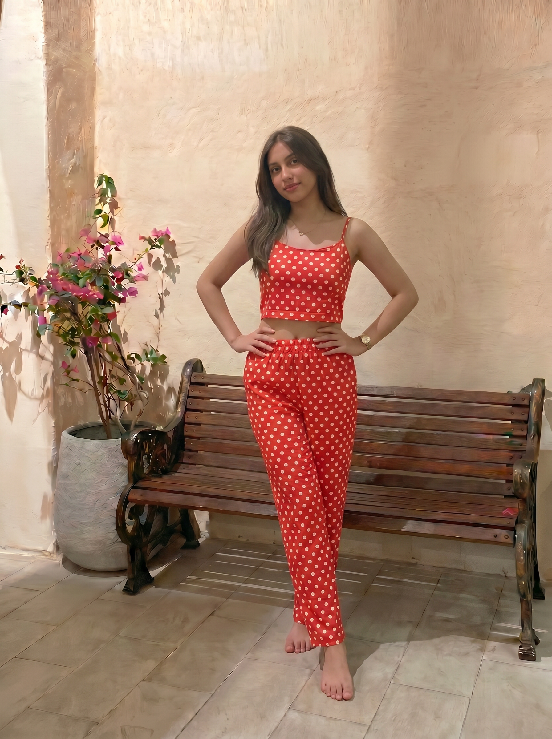 Pink polka set