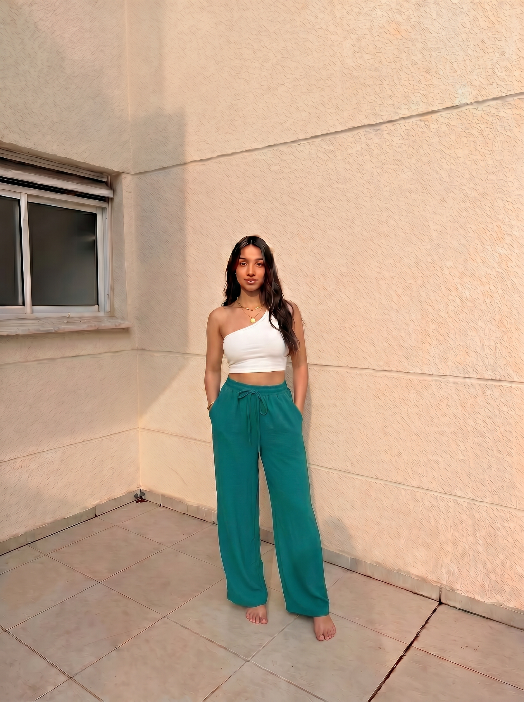 Ocean blue linen pants