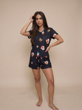 Black disney half sleeves top and short
