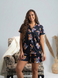 Black tom and jerry buttoned top and short set
