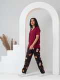 Netflix pants with burgundy viscose Tshirt