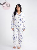 White blue buttoned Set