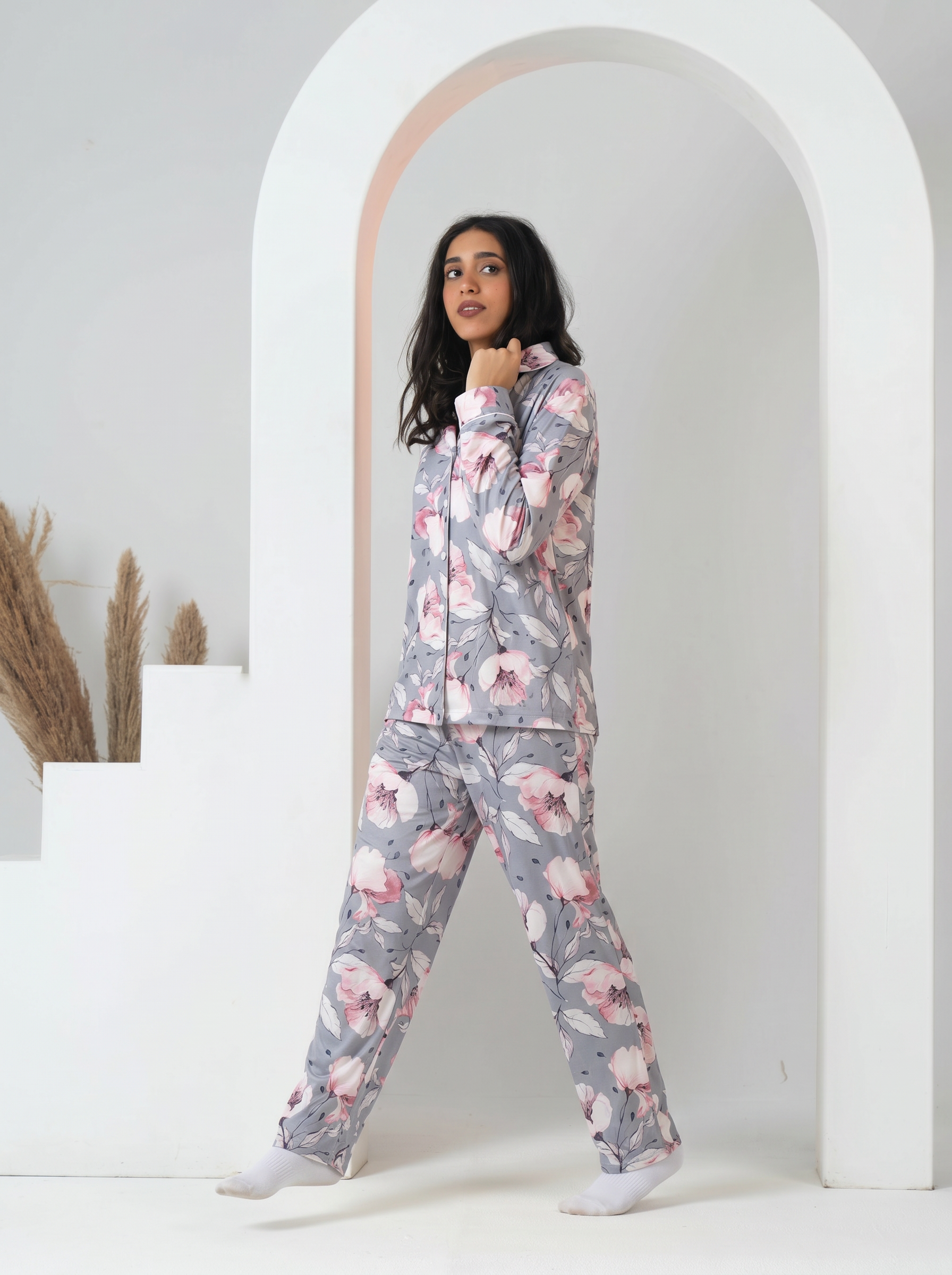 Sky buttoned Set