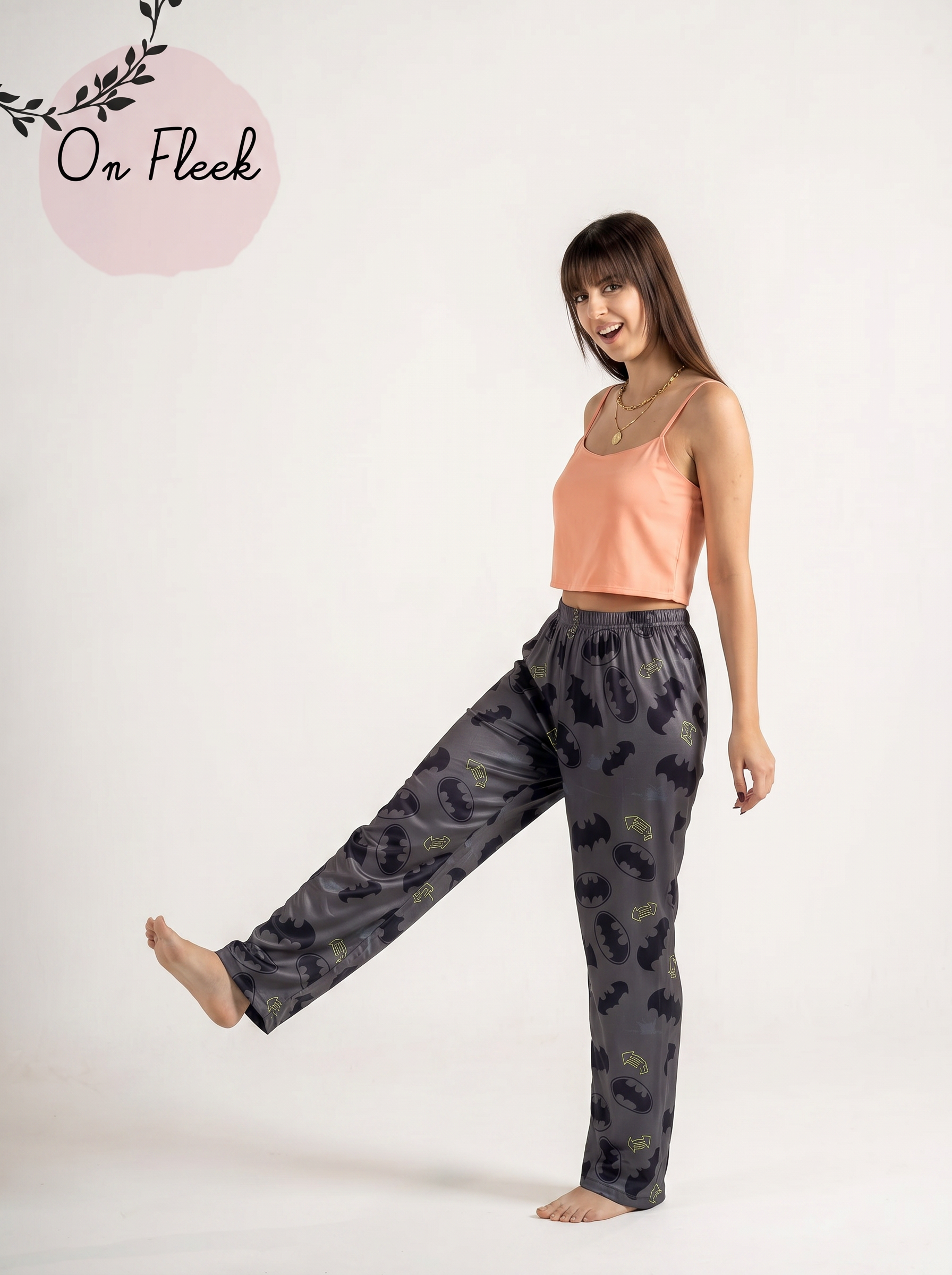 Grey batman pants with dark simon cut top