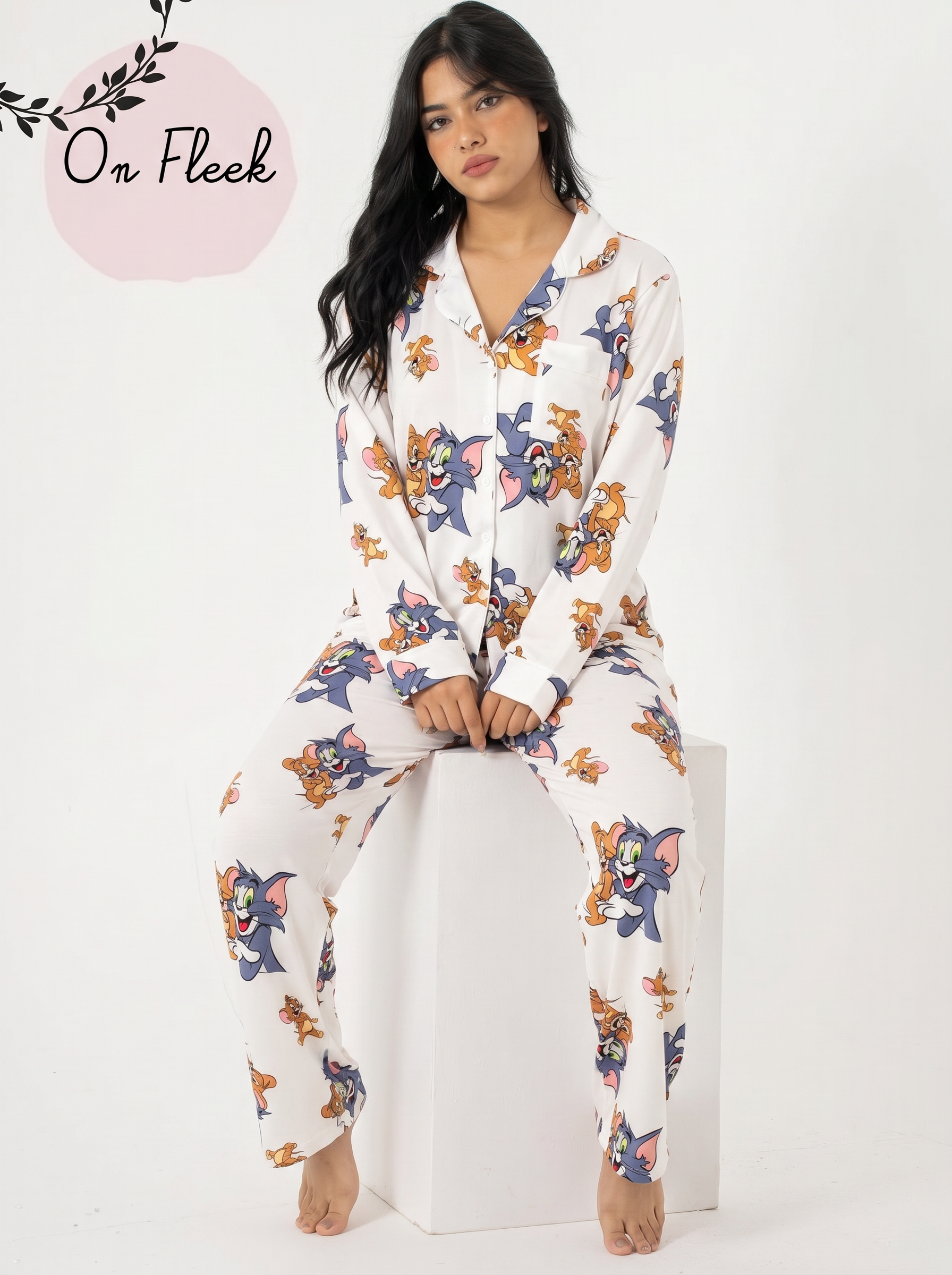 White tom and jerry full sleeves set