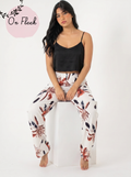 Maroon feathers pants with black cut top