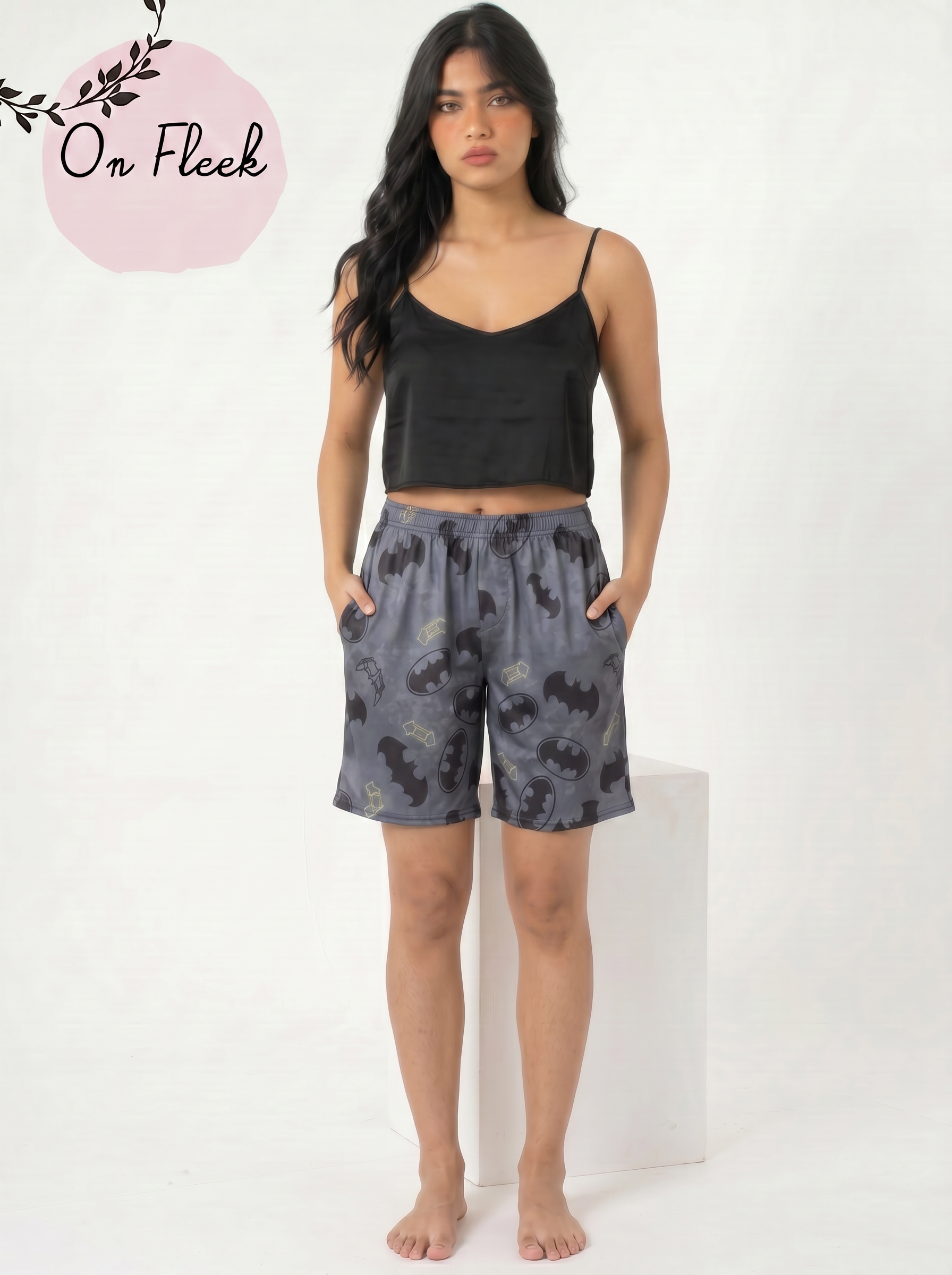 Grey batman short with black cut top