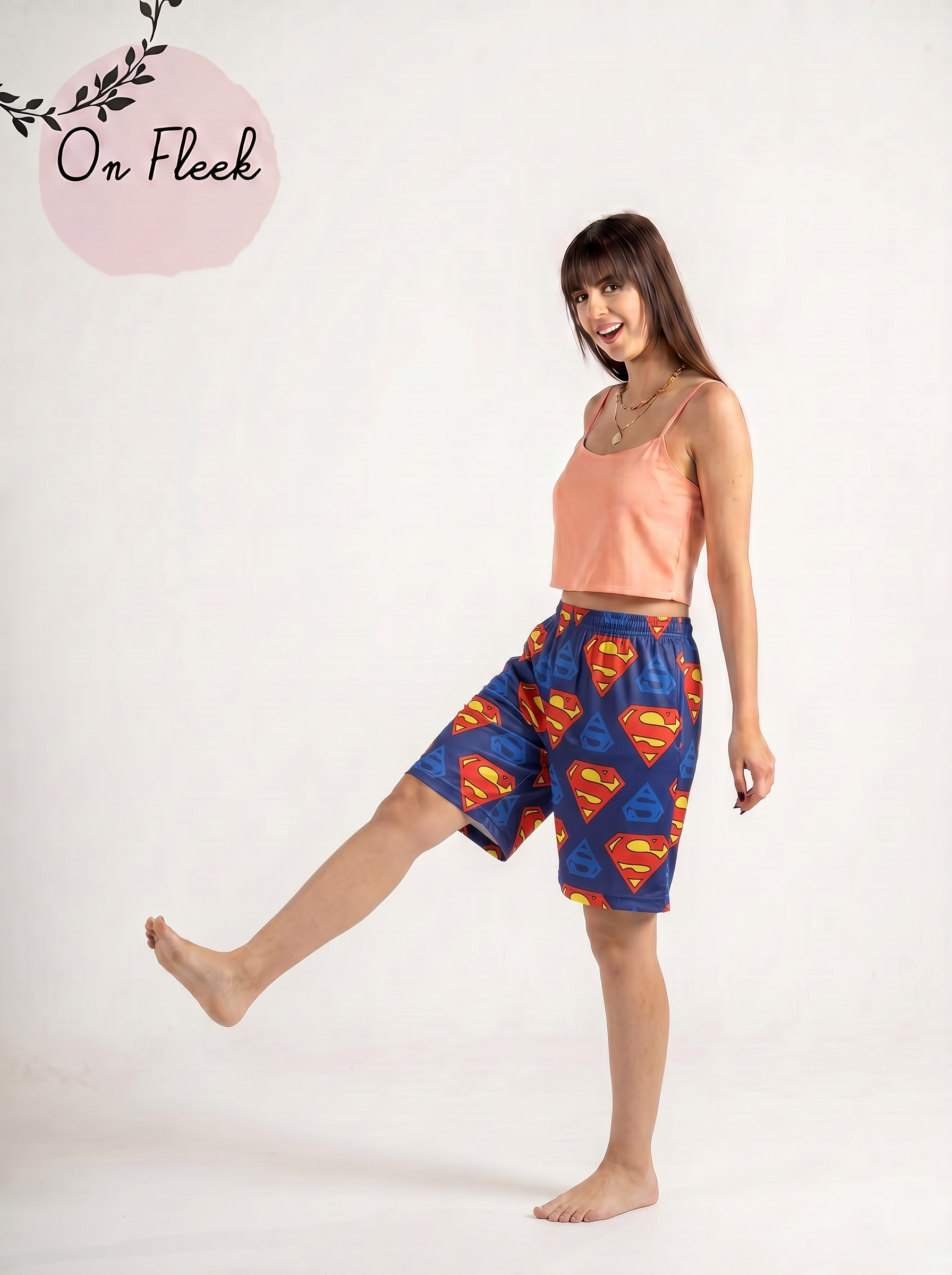 Superman short with light simon cut top