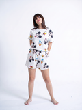 White disney half sleeves and short set
