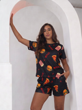 Black netflix half sleeves and short set