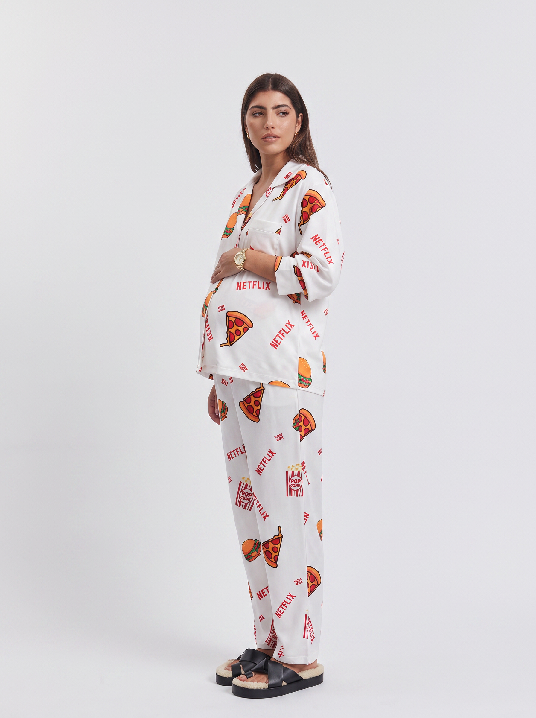 White netflix buttoned Set