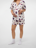 Purple leaves buttoned set