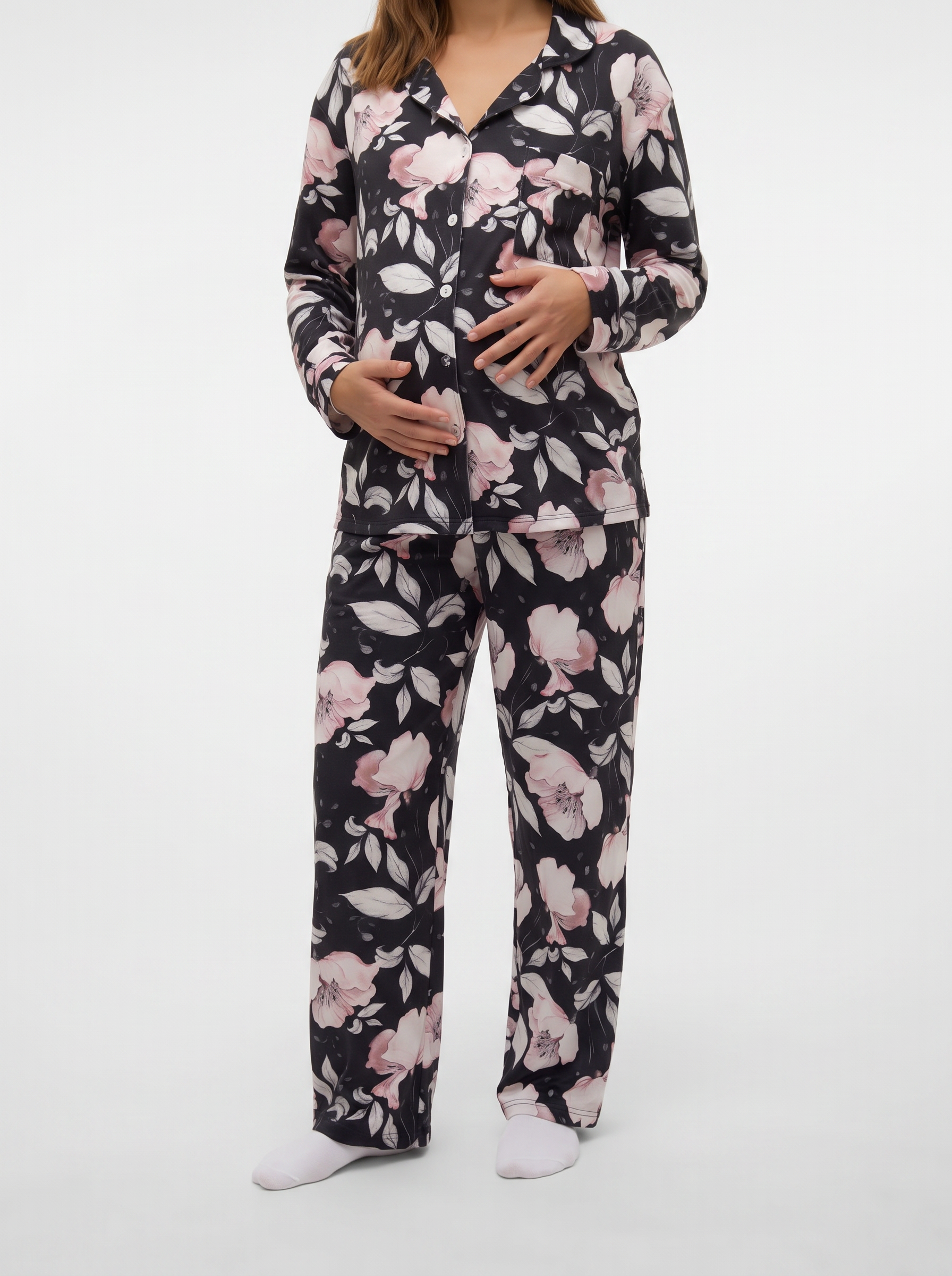 Black rose buttoned set