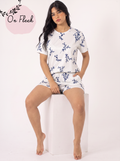 White blue half sleeves and short set