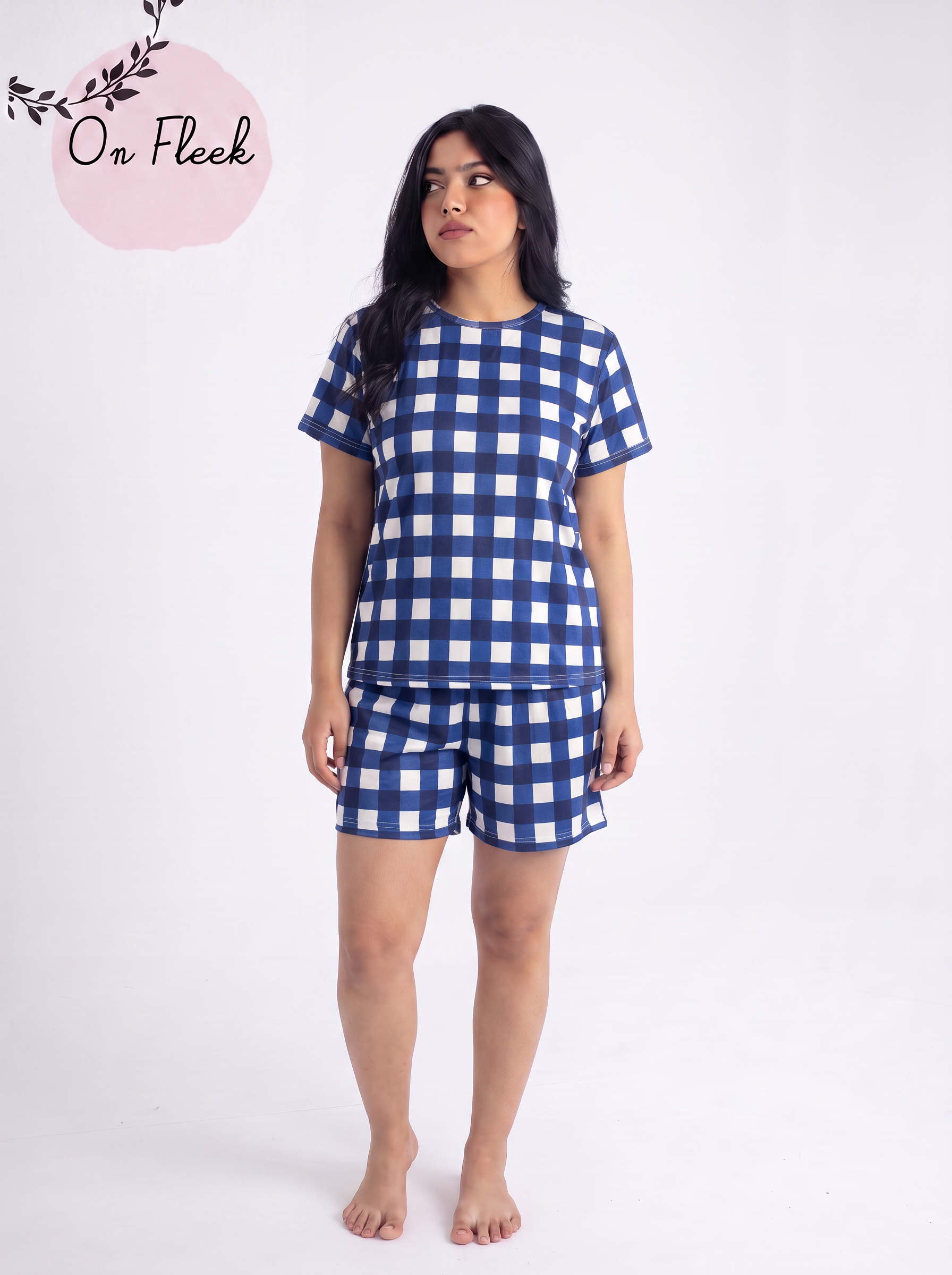 Blue careaux half sleeves set
