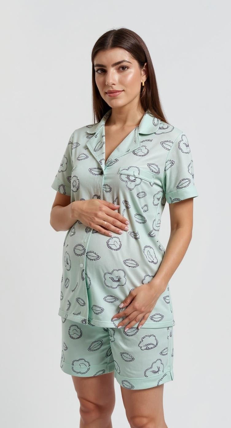 Mint flower half sleeve set