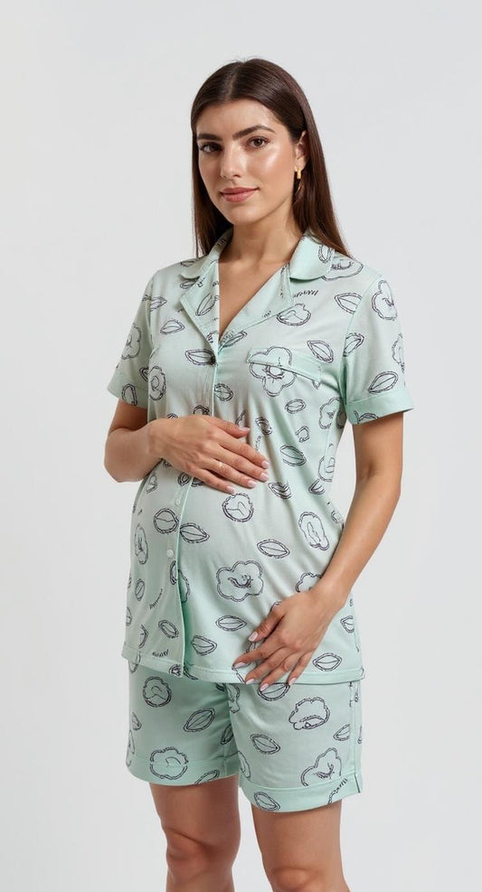 Mint flower half sleeve set