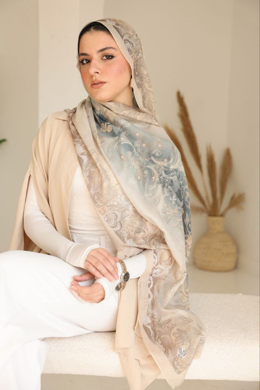 Modal Beige Leaves scarf