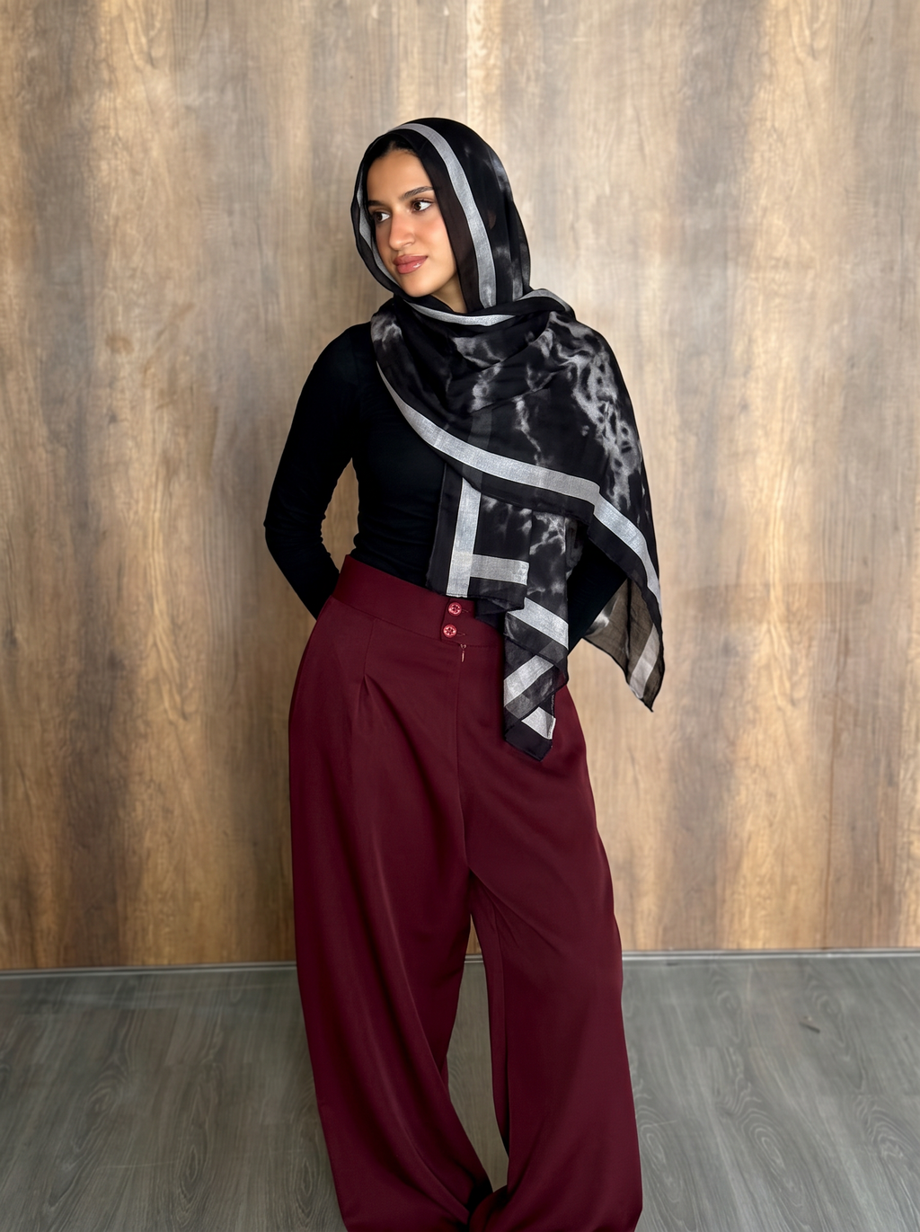 Modal Black Marble Scarf
