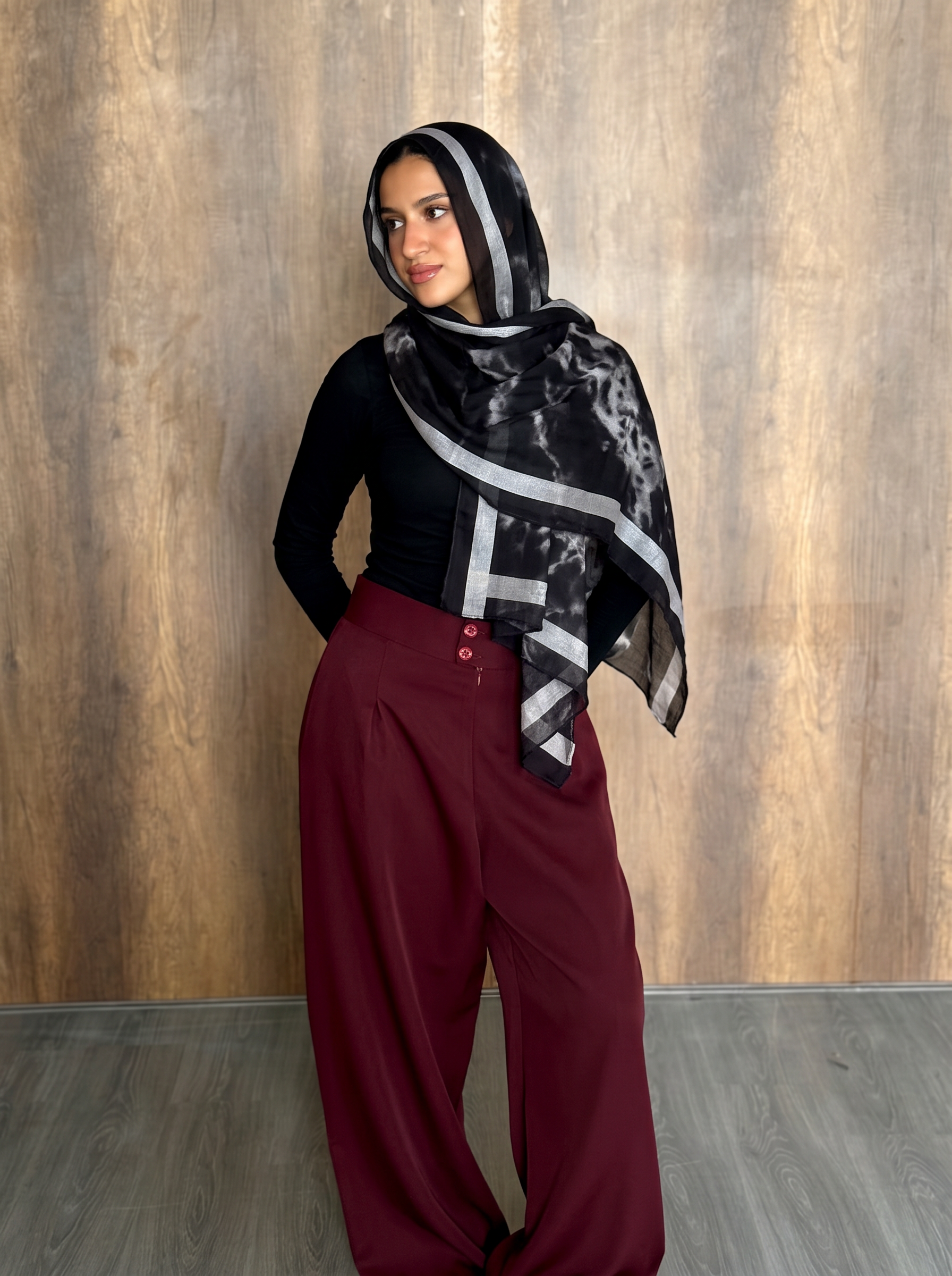 Modal Black Marble Scarf