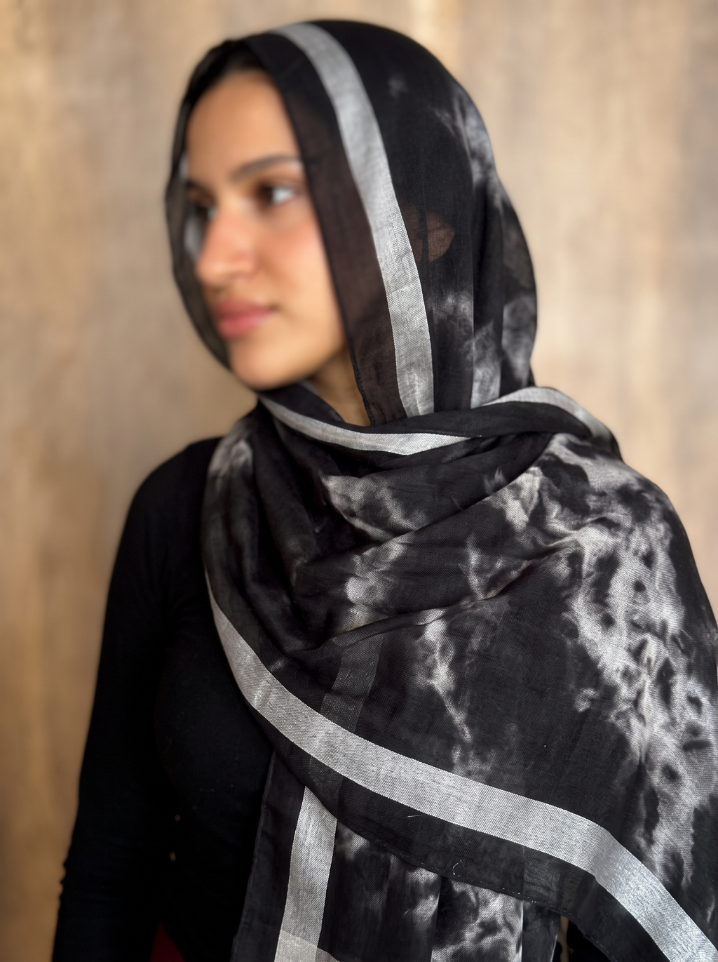 Modal Black Marble Scarf