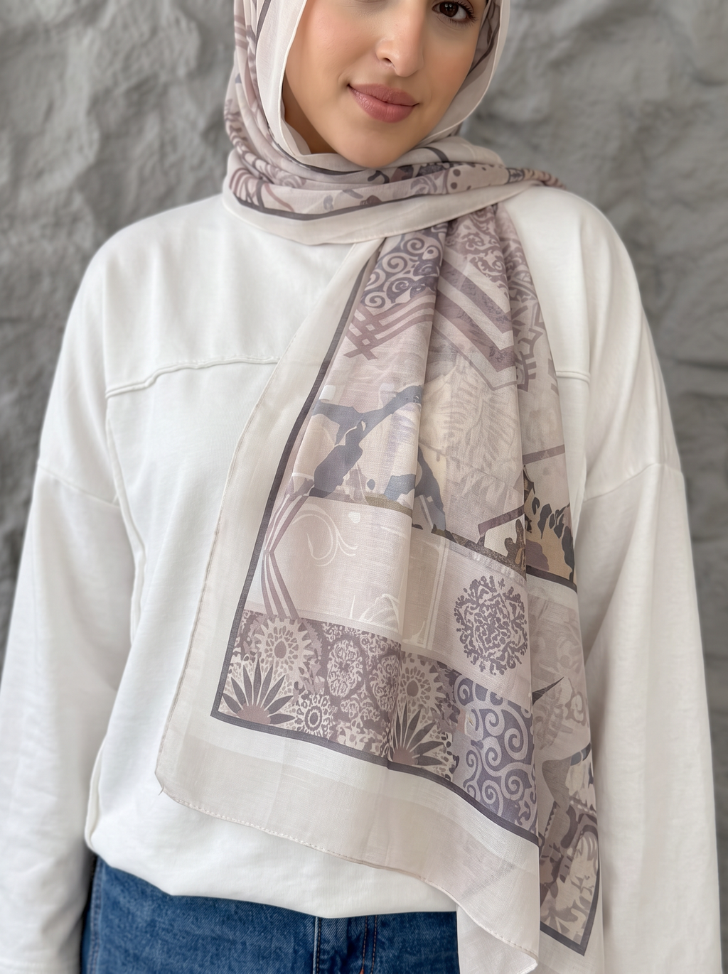 Chiffon beige brown scarf