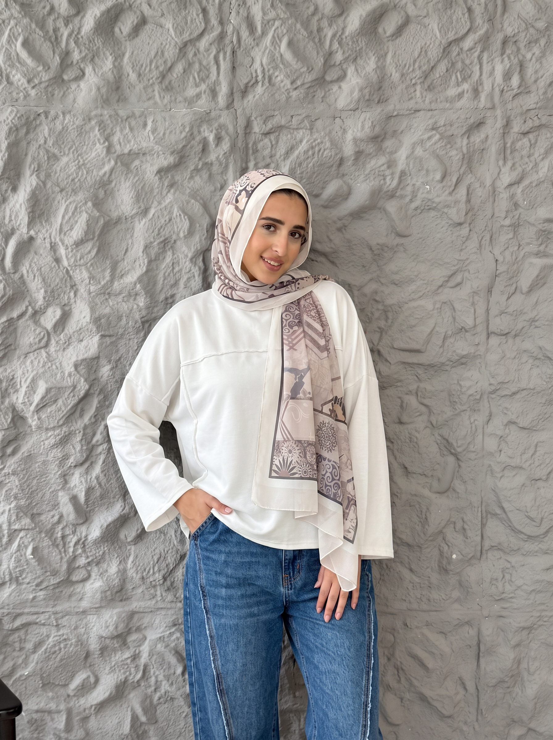 Chiffon beige brown scarf