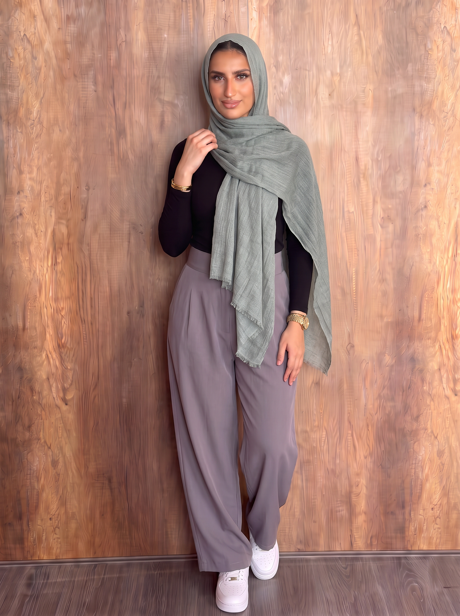 Crinkled Linen Mint Scarf