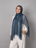 Crinkled linen Petrol Scarf