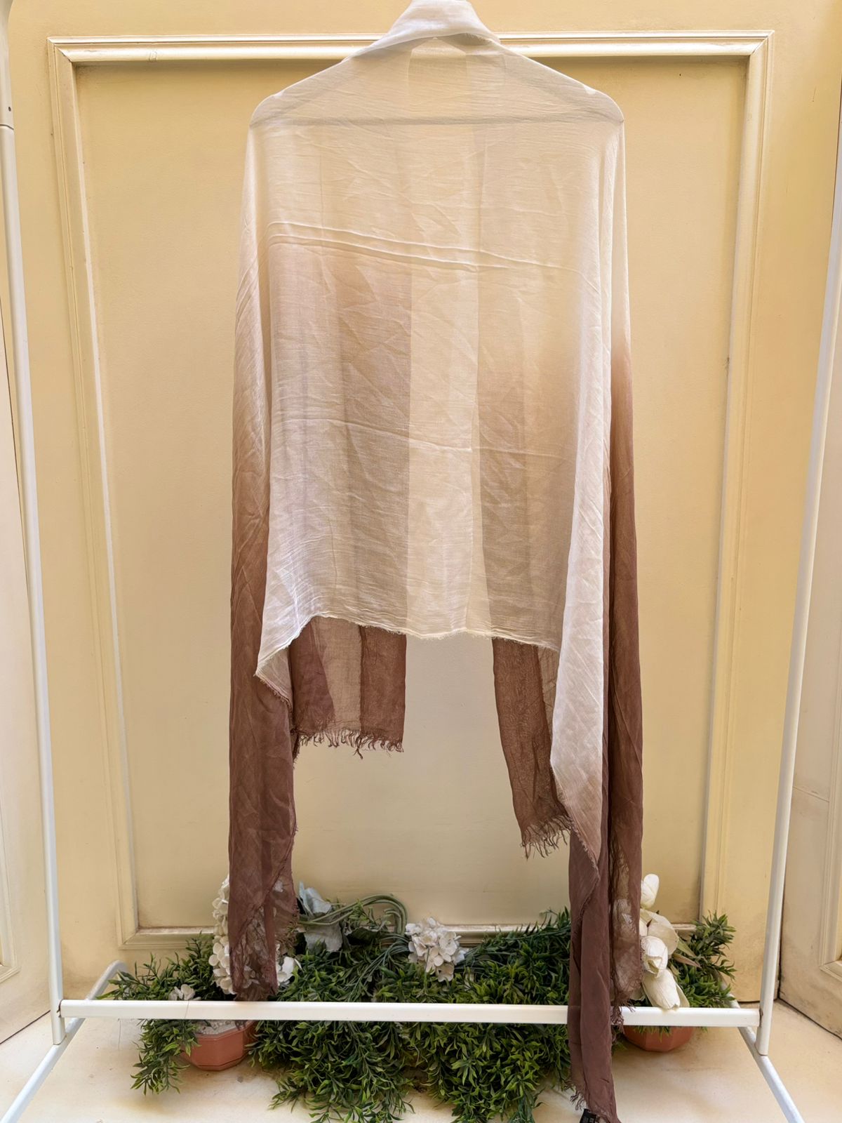 Ombre linen brown white Scarf