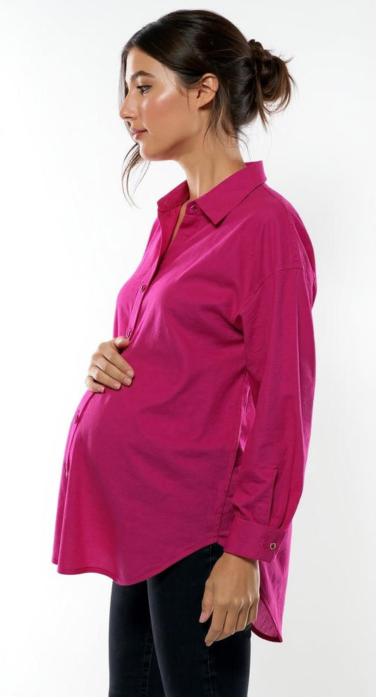 Over size hot pink linen chemise