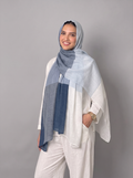 Ombre linen half blue half baby blue scarf