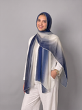 Ombre chiffon navy off white scarf
