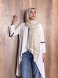 Chiffon mini leaves beige Scarf