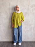 Linen lime green Long Shirt
