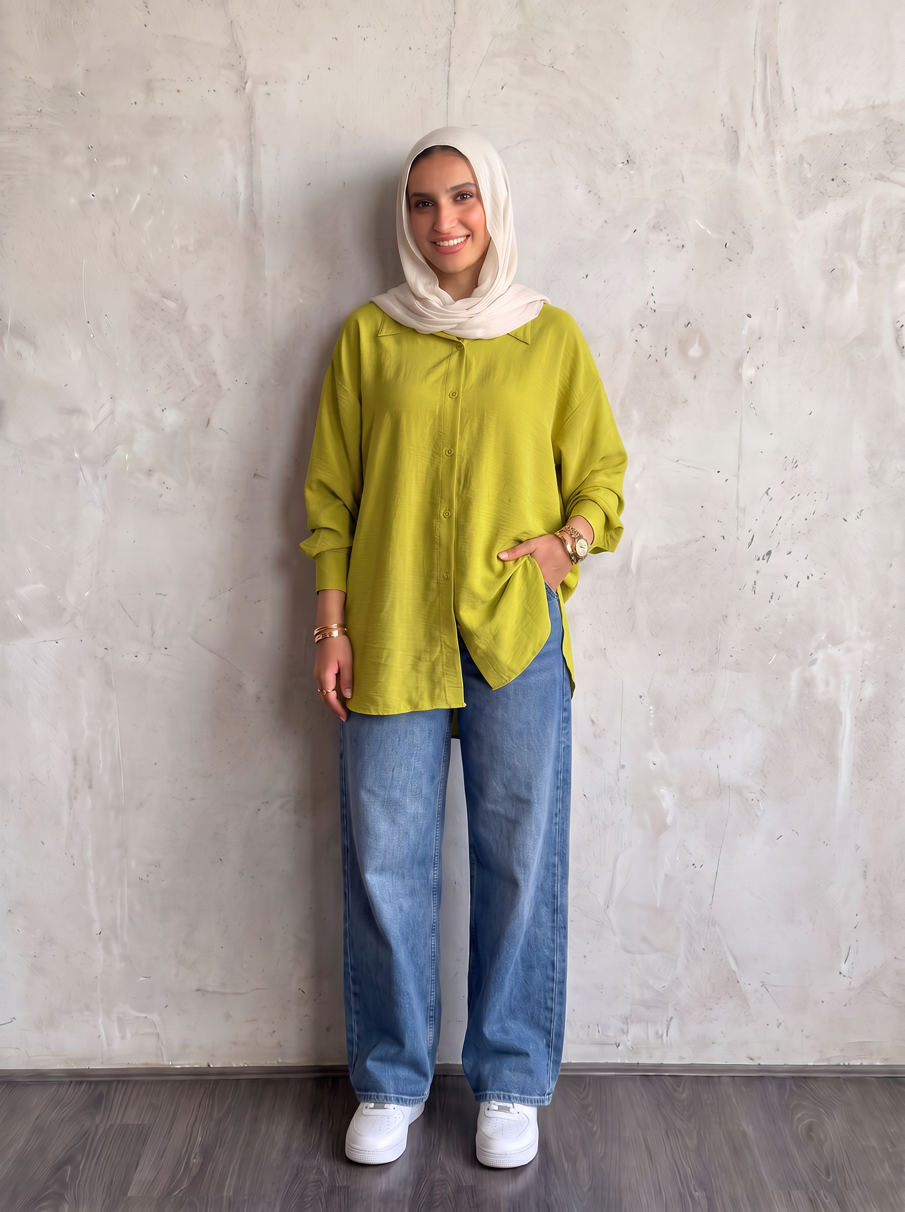 Linen lime green Long Shirt