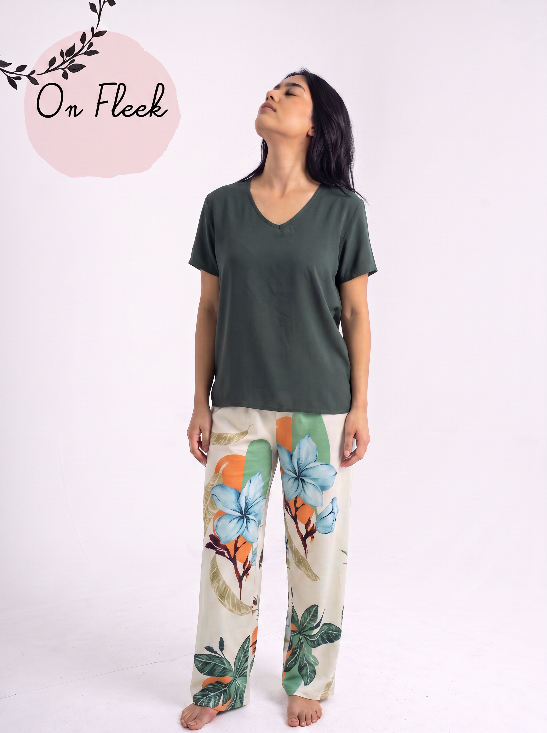 Sahara pants with olive viscose Tshirt