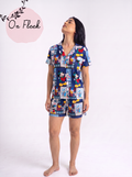 Mickey collage buttoned Half sleeves and short set