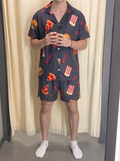 Black netflix buttoned half sleeves and short set
